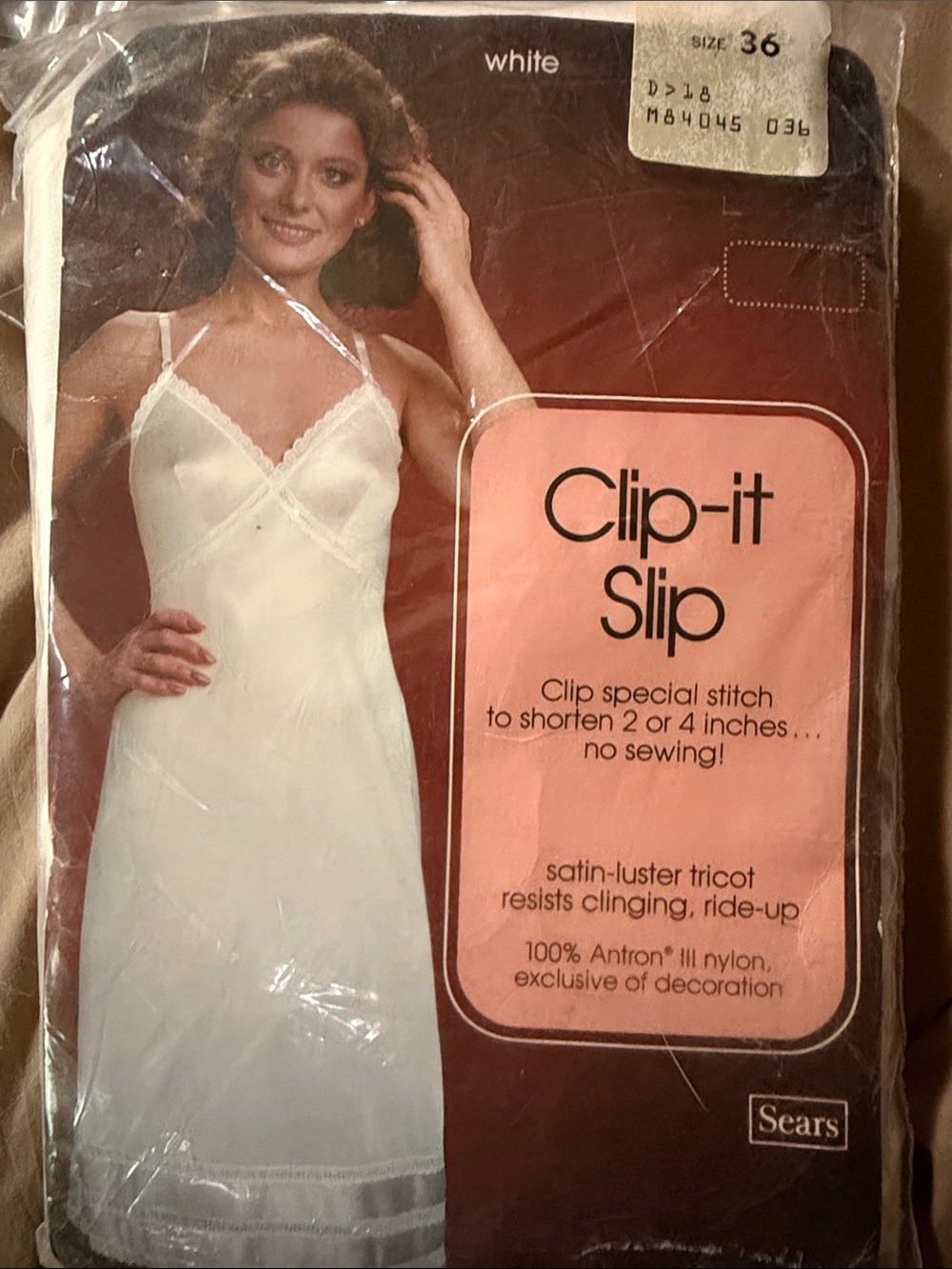 Vintage 70s Deadstock Sears white slip, Clip it Slip